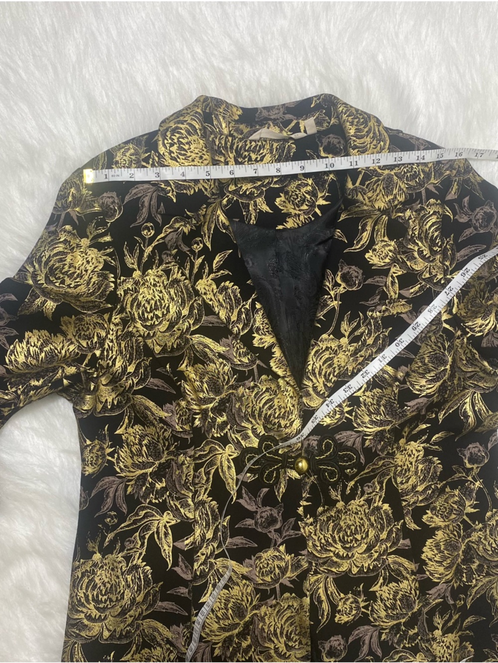 Soft Surroundings Black Blazer with Metallic Gold Floral Brocade - Picture 9 of 11